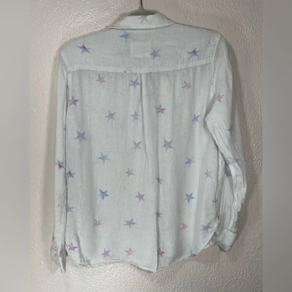 Rails Charli Tie Dye Stars Button Front Shirt Linen Blend White Women’s Small - Picture 13 of 16